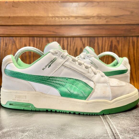 PUMA Slipstream Lo Retro White Green Trainer Shoes Sneakers - Size 8.5 - Picture 1 of 8